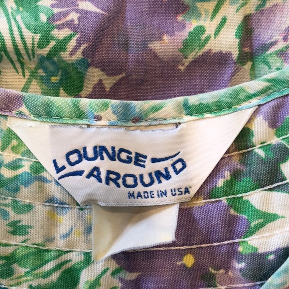 Lounge Around Duster Robe Multicolored Floral Snap Down Medium - Picture 4 of 4